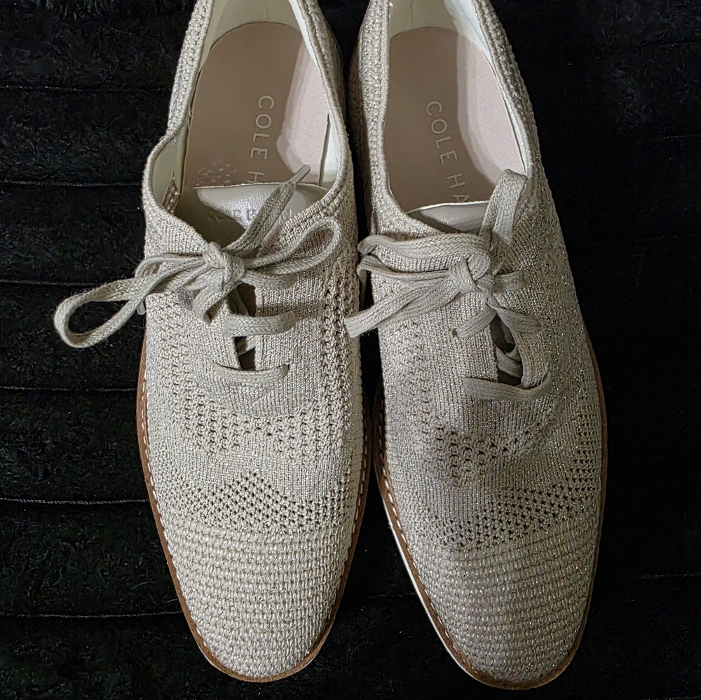 Cole Haan Cream Sneakers with Breathable Knit Design - Picture 2 of 6